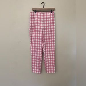 Zara cropped pink checkered pants SZ L